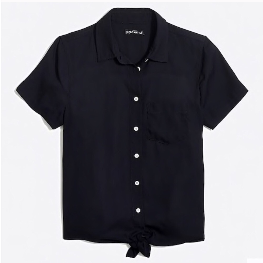 NWT J. Crew Navy Tie-Front Blouse